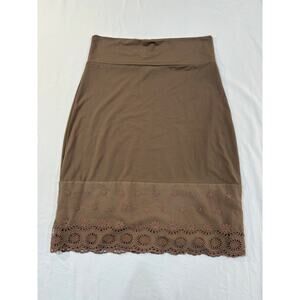 Peekaboo Chic Brown Lace Layering Slip Skirt Extender Size L/XL